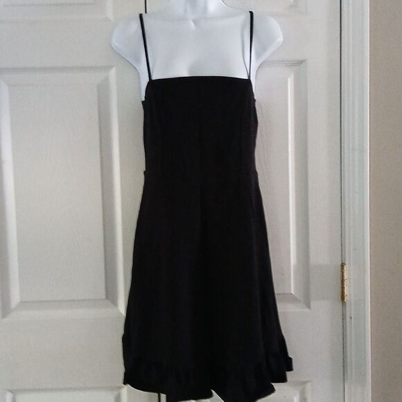 Asos design black spaghetti  strap simple black dress Sz 8 Tall NWOT - Picture 1 of 6
